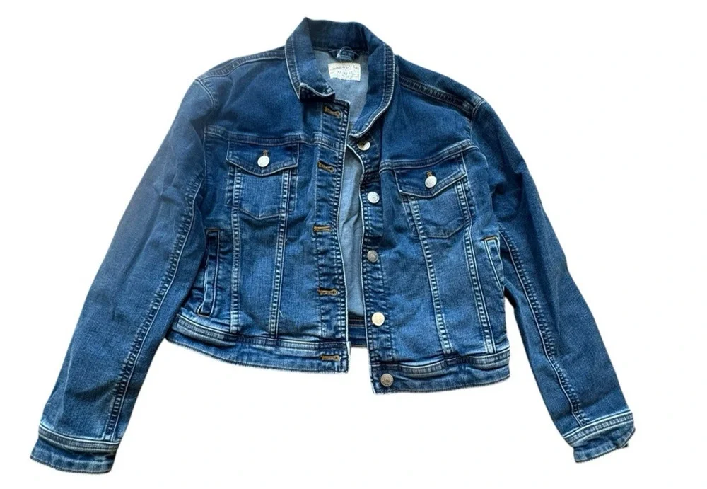 Crewcuts J.Crew Girls Denim Jean Jacket Sz 12-13 XL Faded Medium Wash Trucker